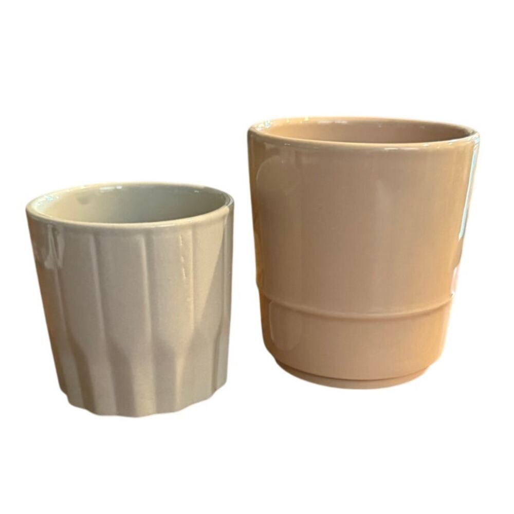 2 Small Ceramic Plant Pots
